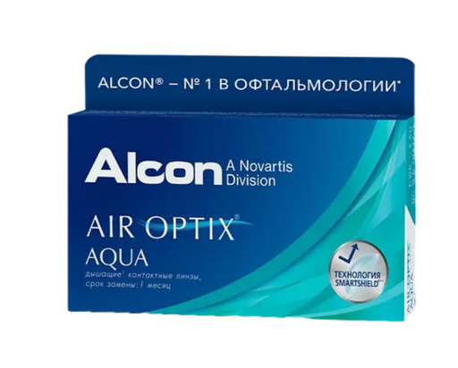 Alcon Air Optix aqua контактные линзы плановой замены, BC=8.6 d=14.2, D(-4.50), 3 шт.